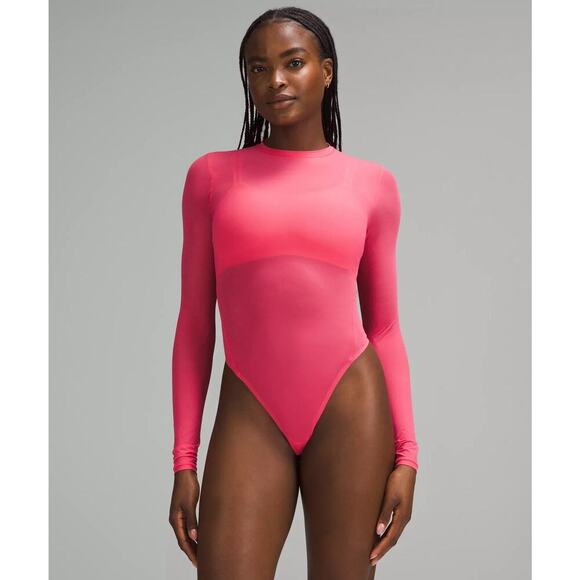 lululemon athletica Tops - NWT Lululemon Womens Wundermost Nulu Mesh Long Sleeve Bodysuit Size Small Pink